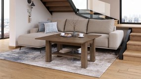 Mazzoni BRAWO Barna Tölgy - NYITHATÓ/MAGASÍTHATÓ DOHÁNYZÓASZTAL POLCCAL ÉTKEZŐASZTALKÉNT IS HASZNÁLHATÓ