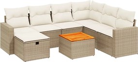 vidaXL 8 részes bézs polyrattan kerti ülőgarnitúra párnával