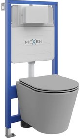 Mexen beépíthető Felix Slim WC váz WC csészével Rico és leeresztő automatikás ülőkével, Világosszürke matt - 61030724061