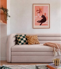 Bézs bársony kinyitható-tárolóhelyes kanapé bal oldali 223 cm Fabillo – ELTAP