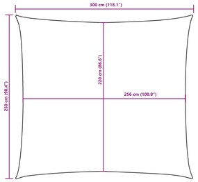 krémszínű téglalap alakú oxford-szövet napvitorla 2,5 x 3 m