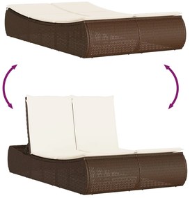 barna polyrattan dupla napozóágy párnával