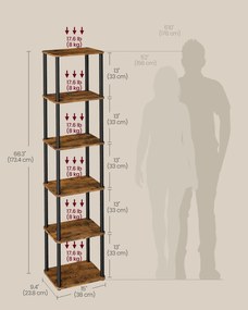 Szerszám nélküli, gyorsan összeszerelhető, 6 polcos tárolószekrény, barna/fekete