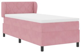 Boxspring Ágy Matrac Rózsaszín 90x190 cm Bársonyos