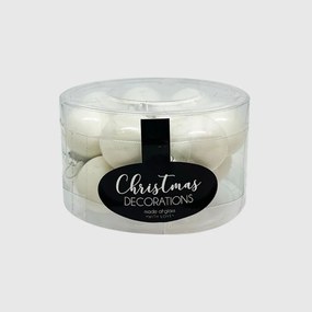 Fehér üveg karácsonyi gömb szett 16*3cm