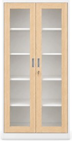 Fém szekrény vitrinnel fehér / sonoma tölgy: Eco Design AMELIA, 900 x 1850 x 400 mm