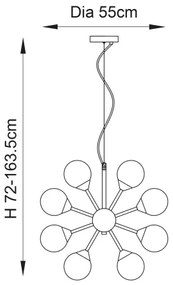 Endon 76499 - OSCAR kábeles csillár 28xG9/18W/230V aranyszínű
