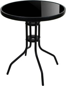 Kerek kerti asztal üveglappal ISLAND BLACK 60 cm, fekete