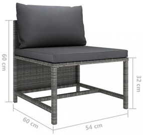 2 részes szürke polyrattan kerti kanapészett párnákkal