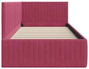 Sarokágy keret fejtámlával bordó 90 x 200 cm Bársony