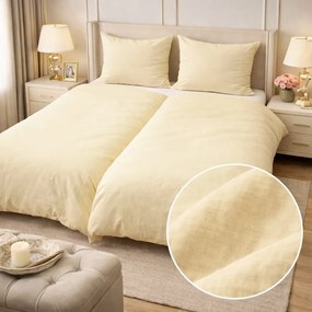 Lenvászon ágyneműhuzat világos sárga 140x200cm+90x70cm TiaHome
