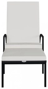 2 db fekete polyrattan napozóágy lábtartóval