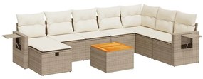 vidaXL 9 részes bézs polyrattan kerti ülőgarnitúra párnákkal