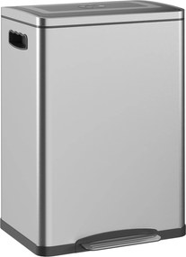 HOMCOM 40L Lépős Szemetes Zárással és Lábpedállal, 2 Belsejű Hulladékgyűjtő, Lágy Záródás, Érdekes Stílusú Szemetes a Nappaliba vagy Irodába, Rozsdame