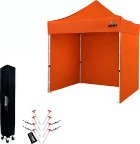 Gemini povedal Pop-up pavilon 2x2 m acél | Profi háttér Felállítva 45 mp alatt. - plusz 3 oldalfal - Narancs