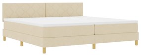Box Spring Ágy Matraccal és LED Krém 200x200 cm Szövet