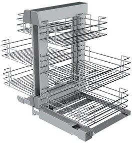 Konyhai fémrács, sarokszekrénybe, teljes kihúzás, csillapított záródás, króm, univerzális,  900mm, 450mm ajtó szélesség, Sige Green Line 340