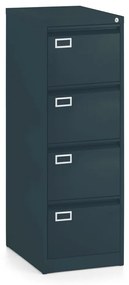 Fém iratszekrény A4 - 4 fiók, 45,5 x 62 x 132 cm, hengerzár, antracit - ral 7016