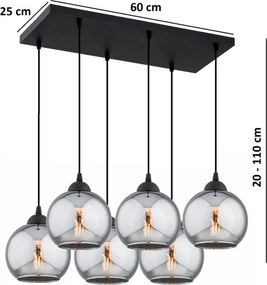 Brilagi - Zsinóros csillár DIOR 6xE27/60W/230V fekete/füstszürke