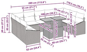 Kert étkező szett 10 pcs Fekete és Krém 100 x 55 x 73 cm
