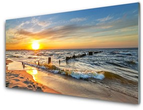 Akrilkép Sea Sunset Beach 120x60 cm 2 fogas