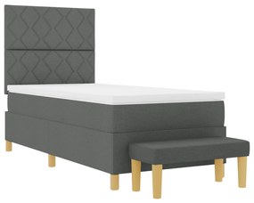 Box Spring Ágy Matraccal &amp; Pad Sötétszürke 90x200 cm Szövet
