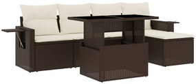 vidaXL 6 részes barna polyrattan kerti ülőgarnitúra párnával