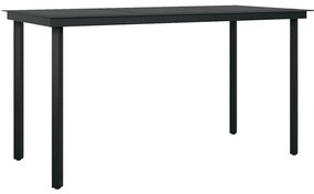 5 részes fekete polyrattan üveg kerti étkezőgarnitúra párnákkal