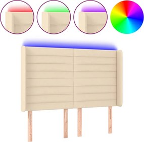 vidaXL krémszínű szövet LED-es fejtámla 147x16x118/128 cm