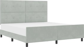 vidaXL Boxrugós ágy fejtámlával Világosszürke 180 x 200 cm Bársony