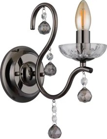 Globo 64134W Fali lámpa fém fekete-króm, füstszínű/átlátszó üvegkristályok, fény iránya: felfelé, SzxM: 140x330mm, Mélység: 240mm, 1x E14 40W 230V izzó nélkül