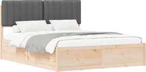 vidaXL Ágykeret Kárpitozott Fejtámlával Sötétszürke 160 x 200 cm
