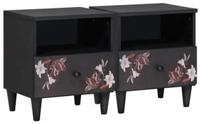 vidaXL Éjjeli asztal 2 pcs Barna 40 x 33 x 46 cm Tömör Mangófát