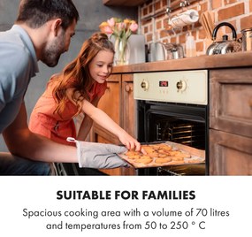 Klarstein Elizabeth, beépített sütő, retró dizájn, 6 funkció, 50 - 250 ° C, krém színű