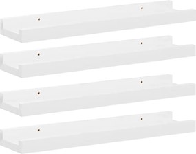 vidaXL 4 db magasfényű fehér fali polc 40 x 9 x 3 cm