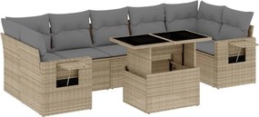 vidaXL 8 részes bézs polyrattan kerti ülőgarnitúra párnával