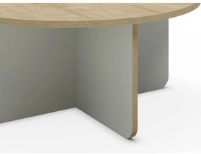 Világoszöld-natúr színű kerek dohányzóasztal tölgyfa dekoros asztallappal ø 80 cm Hillary – Marckeric