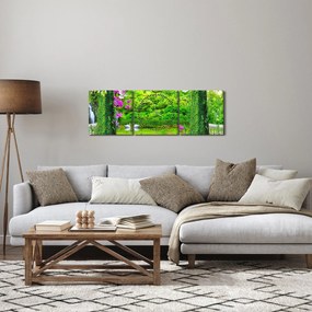 Kép - Varázslatos kert hattyúkkal (órával) (90x30 cm)