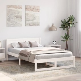 Ágykeret Fehér Fa 120 x 200 cm Tartós Minimalista Ágykeret