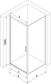Mexen Exo-B 90 x 90 cm-es nyitható zuhanykabin, átlátszó, fekete - 817-090-090-70-00