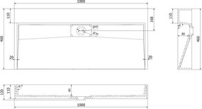 Mexen Ava asztallapra szerelhető mosdó konglomerátumból B/O 100 x 46 cm, fehér - 23011000