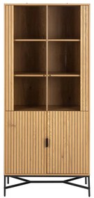 Natúr színű tálalószekrény tölgyfa dekorral 80x180x40 cm Jaipur – Actona