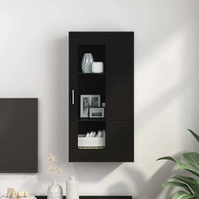 Fali szekrény polcokkal ajtóval Fekete 55 x 29 x 100 cm Faanyag