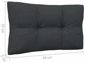 5 részes fenyőfa kerti ülőgarnitúra antracitszürke párnákkal