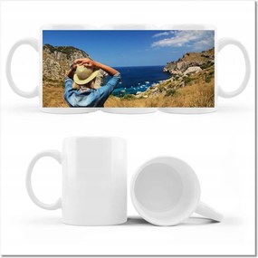 Fényképes bögre Séta a sziklán