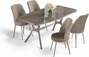 Lena étkezőgarnitúra, antracit-króm, 160 cm – TR240CHR2861