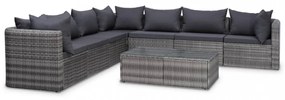vidaXL 8-részes szürke polyrattan kerti bútorszett párnákkal