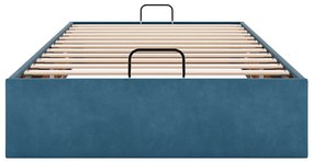 Ottomán ágykeret matrac nélkül Sötétkék 90x200 cm bársony