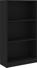 vidaXL 3 szintes fekete szerelt fa könyvszekrény 60 x 24 x 109 cm