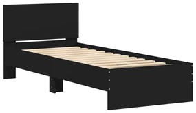 fekete ágykeret fejtámlával és LED-világítással 90 x 200 cm